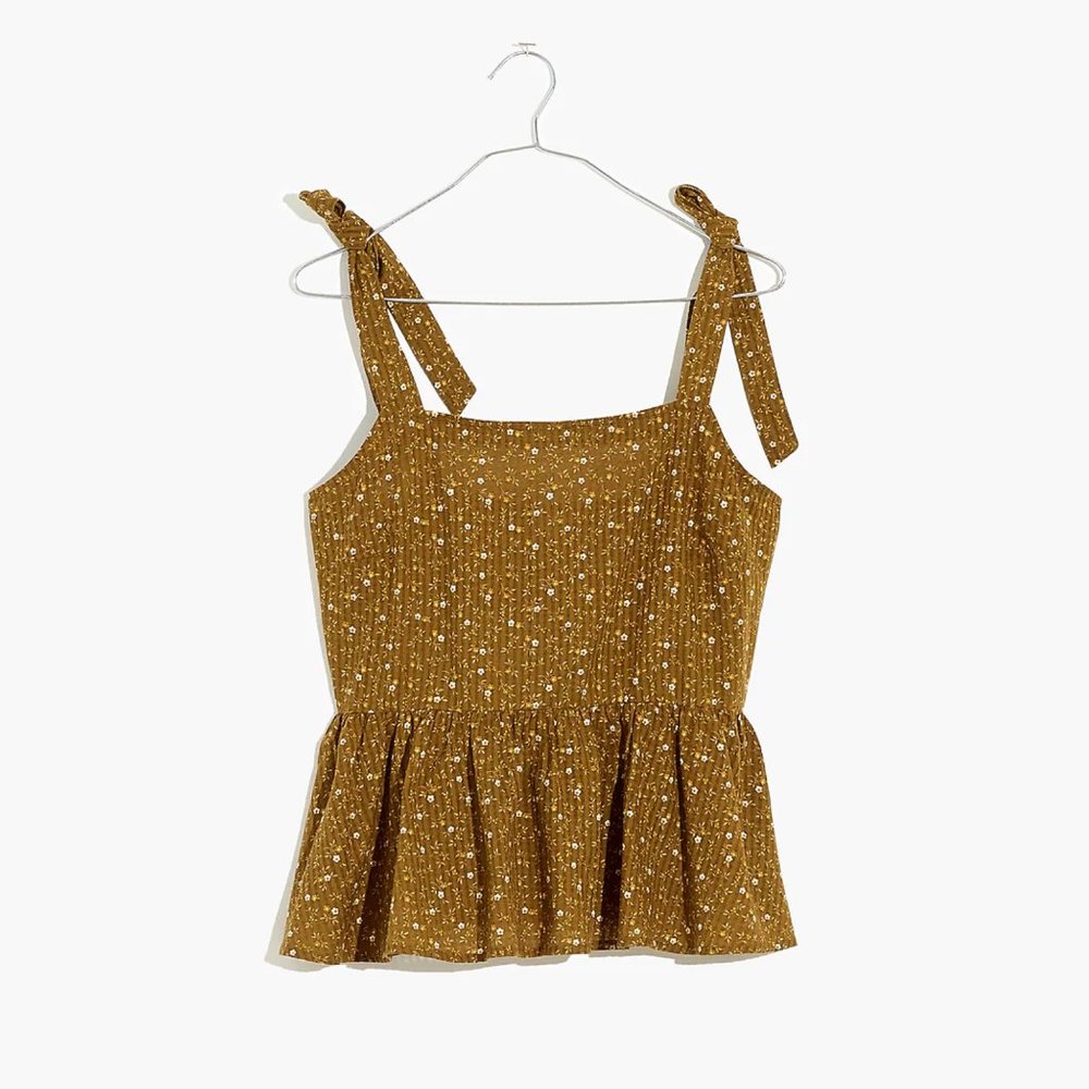 Madewell Rosalie Tie-Strap Top in Daisy Stitch, Small